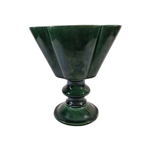 Vintage Green Hull Pottery Pedestal Vase F36-6  8 1/4"